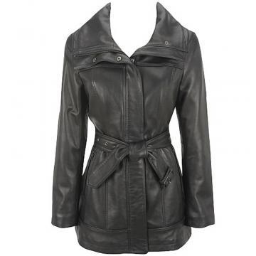 Ladies Leather Duffle Coat