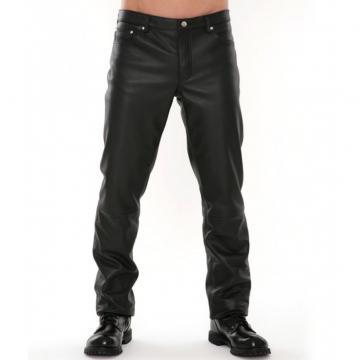 Mens Black Leather Jeans