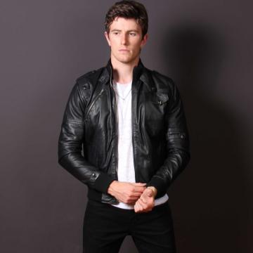Black Leather Bomber Jacket