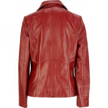 Dark Red Leather Fashion Jacket