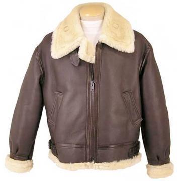 Leather Brown Winter Jacket with Fur