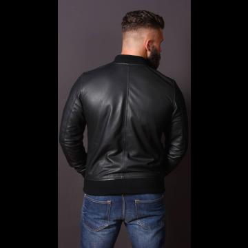 Vintage Leather Bomber Jacket for Men