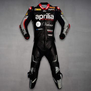Jordi Torres Aprilia Black Leather Racing Suit 2015 WSBK