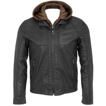 Men's Leather Parka with Hood