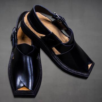 Leather Kaptaan Chappal Black