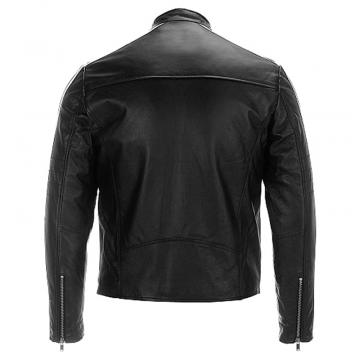 Striped leather motorcycle jacket