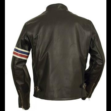 Vertical Striped Leather Jacket for Men
