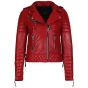 Quilted Leather Jacket Womens Red