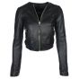 Collarless leather jacket