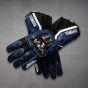 blue leather motorcycle gloves