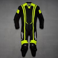 Alpha Neon Leather Motorbike Suit front view