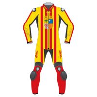 Aragon Flag Leather Moto Suit front view