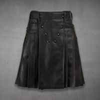 Mens Black Leather Kilt