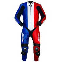 France Flag Motorbike Race Leathers front view
