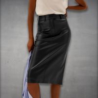 leather a line midi skirt