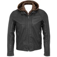 leather hooded jacket
