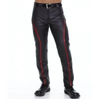 Leather Stripe Pants Front View