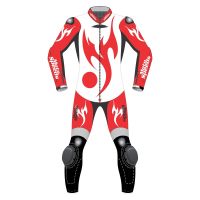 Red Eagle Motorcycle Racing Leathers front view
