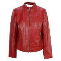 Red Fashion Jacket Of Leather front view
