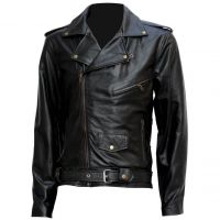 Terminator " Arnold " Biker Leather Jacket front view