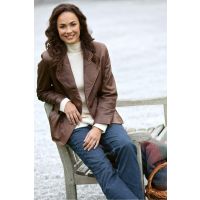 Womens Leather Peacoat Brown 